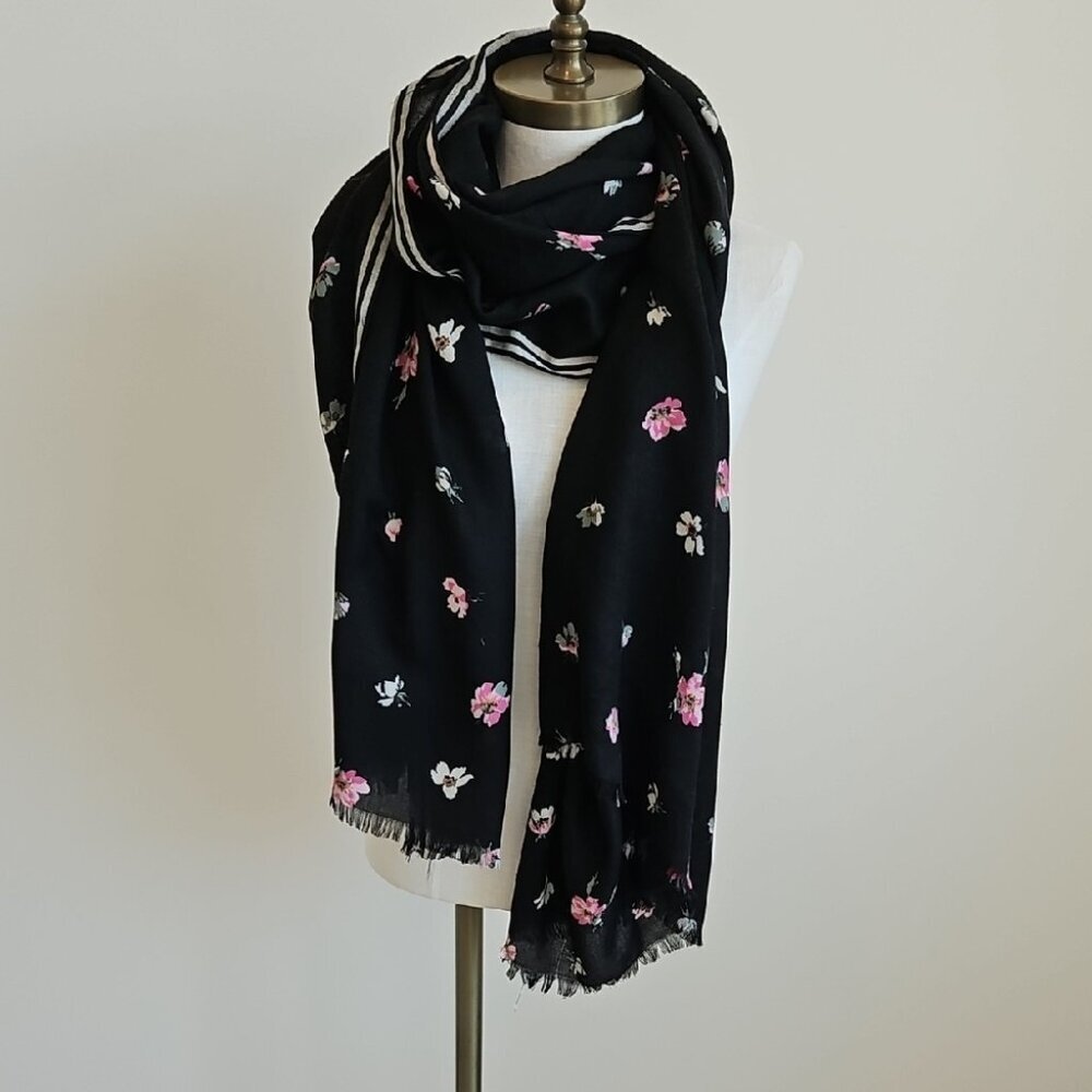 Floral Black and Pink Women's Scarf